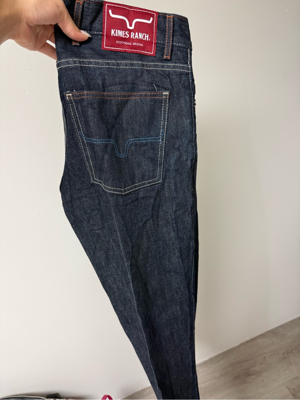 Kimes Ranch Men’s Indigo bootcut Jeans with Contrast Stitching